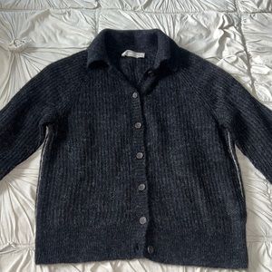 Everlane • charcoal collard cardigan sweater